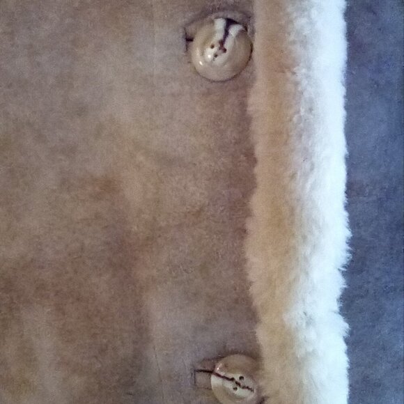 VTG Genuine House Of Leather Women's Suede Shearling Coat Sz M Bust 44" Doubled - Picture 11 of 14